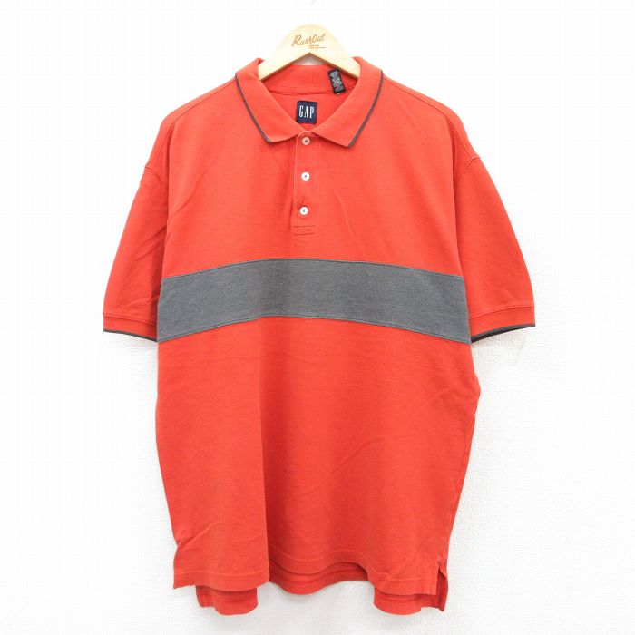 【50%OFF】XL★古着 ギャップ GAP 半袖 ブランド ポロ シャツ メンズ 00年代 00s ツートンカラー 鹿の子 大きいサイズ コットン オレンジ 25aug05 中古 トップス