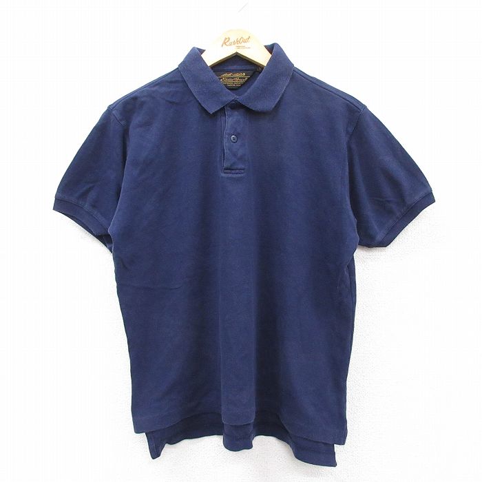 L★古着 エディーバウアー 半袖 ブランド ポロ シャツ メンズ 90年代 90s コットン 紺 ネイビー 【spe】 25aug05 中古 トップス