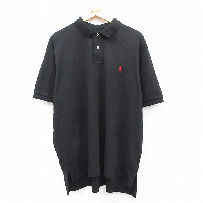 XL★古着 ラルフローレン Ralph Lauren 半袖 ブランド ポロ シャツ メンズ ワンポイントロゴ 大きいサイズ 黒 ブラック 25aug05 中古 トップス
