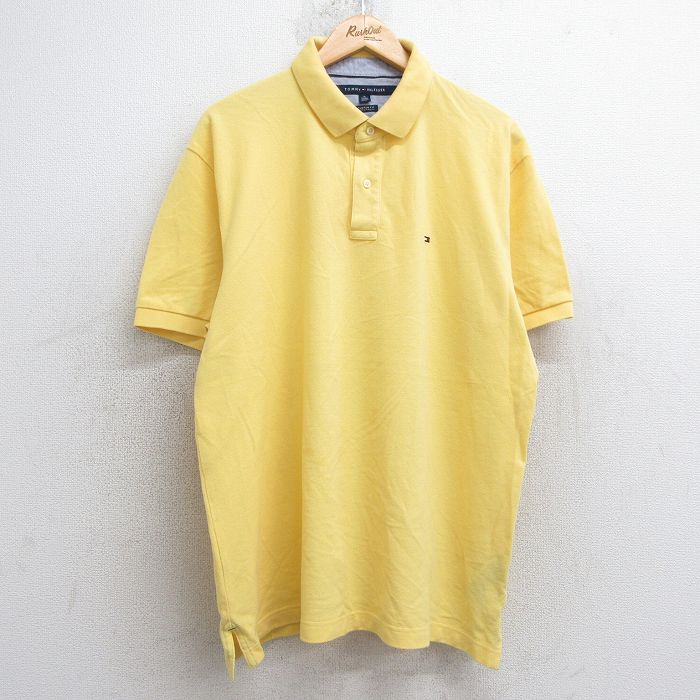 トミーヒルフィガー 半袖ポロシャツ ワンポイントロゴ イエロー XL | 古着