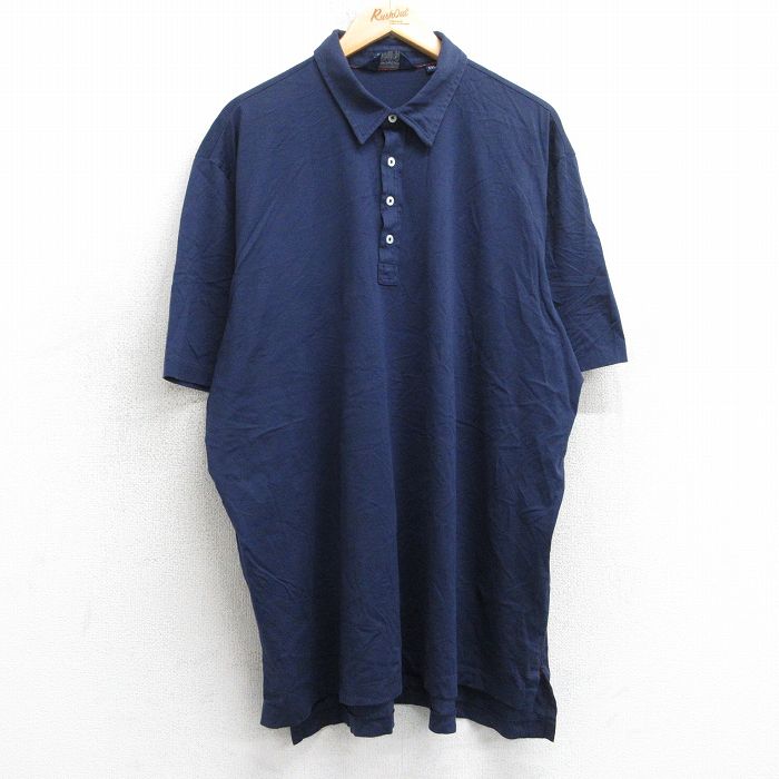 XL★古着 ラルフローレン Ralph Lauren ポロゴルフ 半袖 ブランド ポロ シャツ メンズ 90年代 90s 大きいサイズ コットン 紺 ネイビー 25aug05 中古 トップス