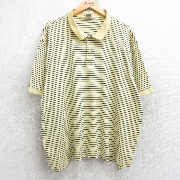 XL★古着 エルエルビーン LLBEAN 半袖 ブランド ポロ シャツ メンズ 00年代 00s 大きいサイズ コットン 黄他 イエロー ボーダー 【spe】 25aug25 中古 トップス