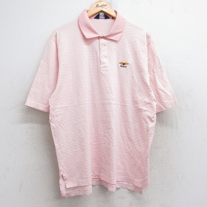 【50%OFF】ラルフローレン 90s 半袖ポロシャツ ボーダー ピンク XL | 古着