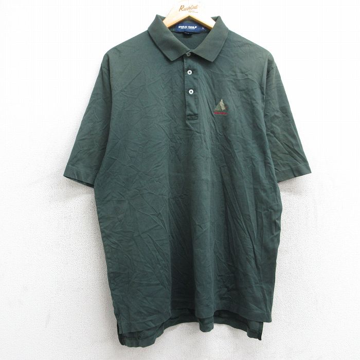 【20%OFF】XL★古着 ラルフローレン Ralph Lauren ポロゴルフ 半袖 ブランド ポロ シャツ メンズ 90年代 90s GlenArbor 大きいサイズ コットン 緑 グリーン 25aug25 中古 トップス