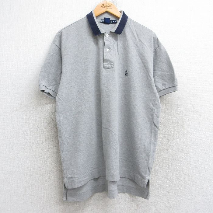 XL★古着 ノーティカ NAUTICA 半袖 ブランド ポロ シャツ メンズ 90年代 90s ワンポイントロゴ 鹿の子 コットン カナダ製 グレー 霜降り 25aug25 中古 トップス