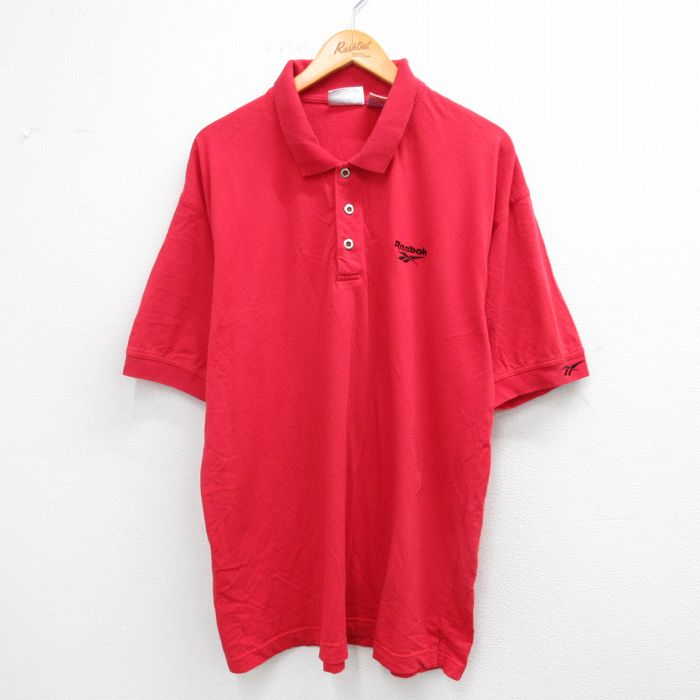 【50%OFF】リーボック 90s 半袖ポロシャツ ワンポイントロゴ レッド XL | 古着