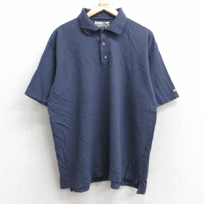 【20%OFF】XL★古着 ドッカーズ 半袖 ブランド ポロ シャツ メンズ 大きいサイズ コットン 紺 ネイビー 25aug26 中古 トップス