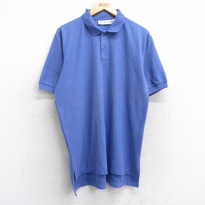 XL★古着 リーバイス Levis 半袖 ブランド ポロ シャツ メンズ 90年代 90s 鹿の子 薄紺 ネイビー 25sep03 中古 トップス