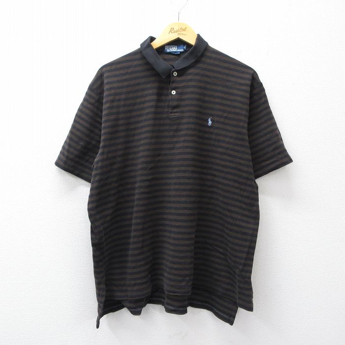 ラルフローレン 90s 半袖ポロシャツ ワンポイントロゴ ブラック XL | 古着