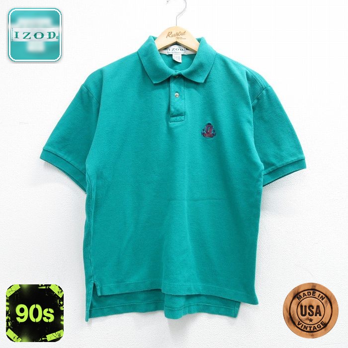 【20%OFF】IZOD 90s 半袖ポロシャツ 鹿の子 ライトブルー メンズL相当 | 古着