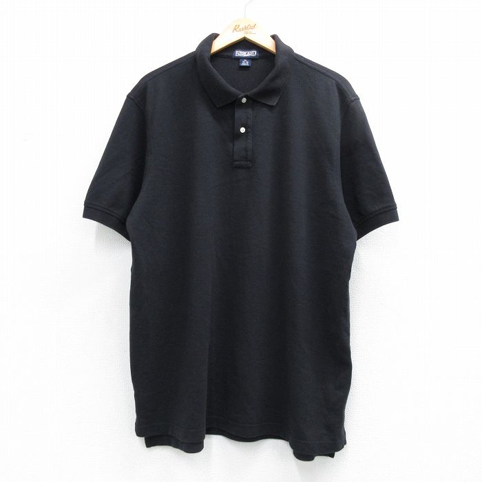 XL★古着 ランズエンド 半袖 ブランド ポロ シャツ メンズ 00年代 00s コットン 黒 26apr13