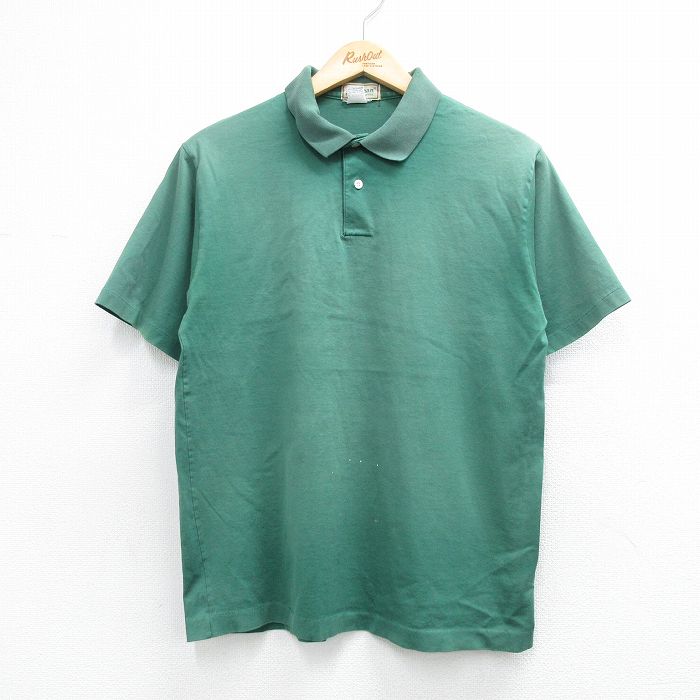 L★古着 エルエルビーン 半袖 ブランド ポロ シャツ メンズ 80年代 80s フェード コットン USA製 緑 26apr13