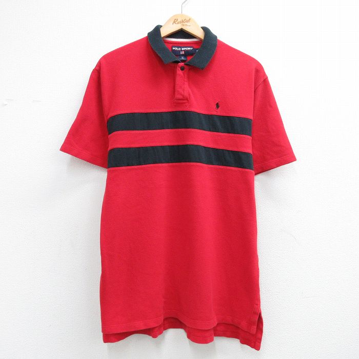 ラルフローレン ポロスポーツ 半袖ポロシャツ ワンポイントロゴ レッド XL | 古着