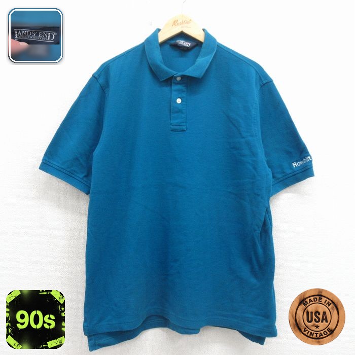 ランズエンド 90s 半袖ポロシャツ Rowbilt ブルー メンズXL相当 | 古着