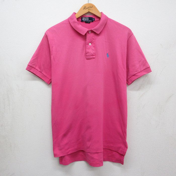 ラルフローレン 90s 半袖ポロシャツ ワンポイントロゴ ピンク L | 古着