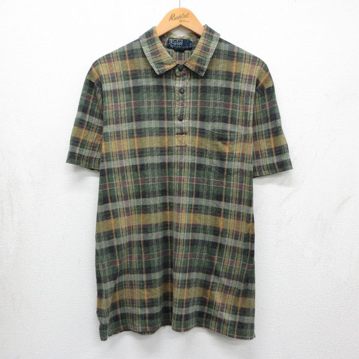 ラルフローレン 90s 半袖ポロシャツ チェック グリーン XL | 古着