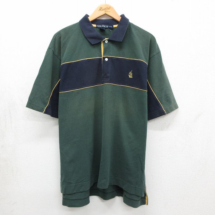 ノーティカ 90s 半袖ポロシャツ ワンポイントロゴ グリーン XL | 古着