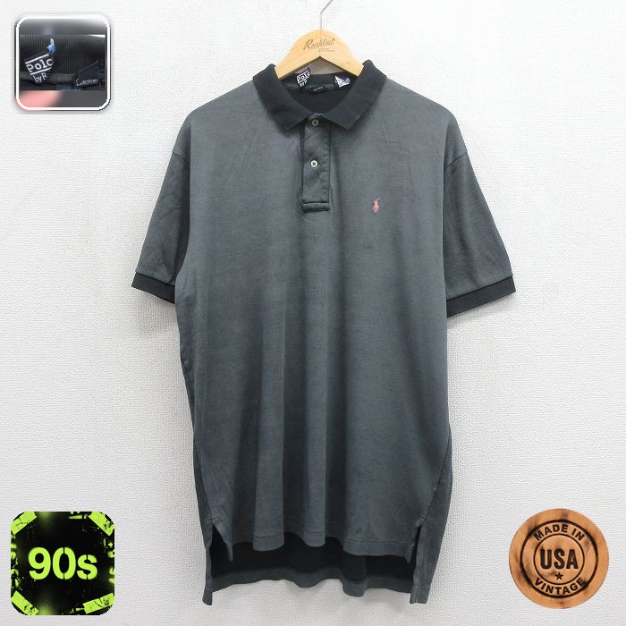 【20%OFF】ラルフローレン 90s 半袖ポロシャツ ワンポイントロゴ グレー メンズXL相当 | 古着