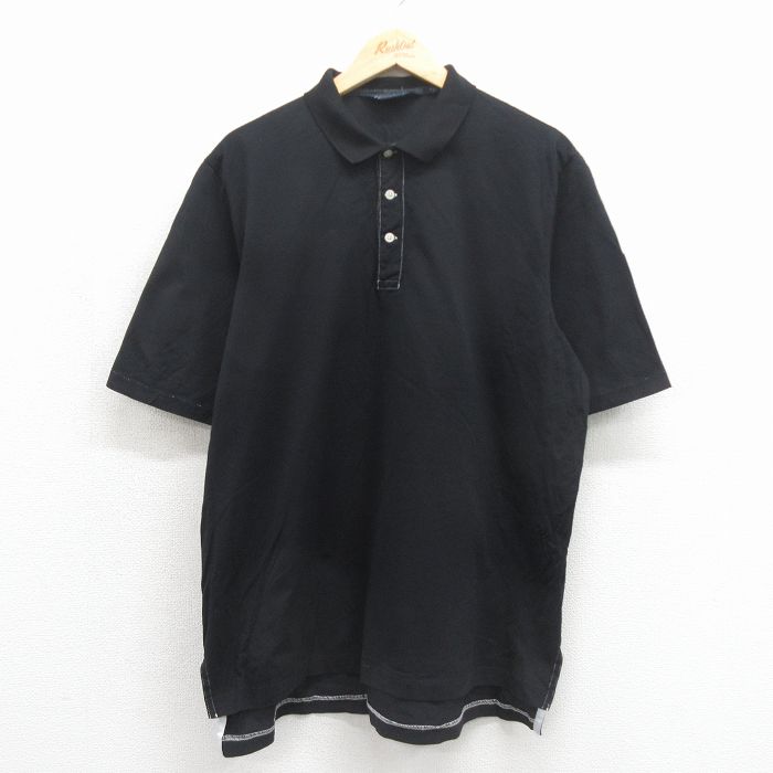 XL★古着 ラルフローレン ポロゴルフ 半袖 ブランド ポロ シャツ メンズ 90年代 90s 鹿の子 大きいサイズ コットン ブラック【spe】 26may29