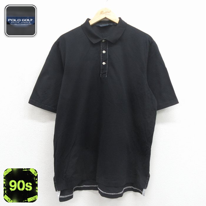 【20%OFF】ラルフローレン 90s 半袖ポロシャツ 鹿の子 ブラック メンズXL相当 | 古着