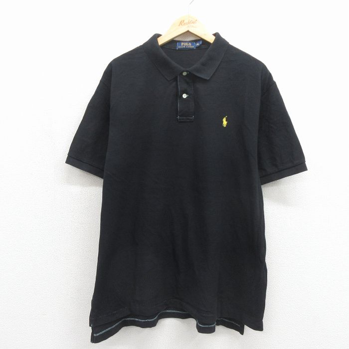 ラルフローレン 半袖ポロシャツ ワンポイントロゴ ブラック XL | 古着