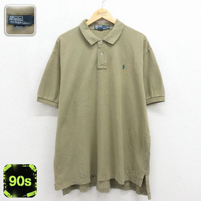 【20%OFF】ラルフローレン 90s 半袖ポロシャツ ワンポイントロゴ カーキ メンズXL相当 | 古着