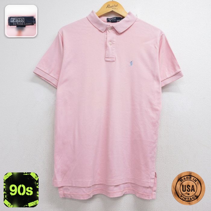 【20%OFF】ラルフローレン 90s 半袖ポロシャツ ワンポイントロゴ ピンク メンズL相当 | 古着