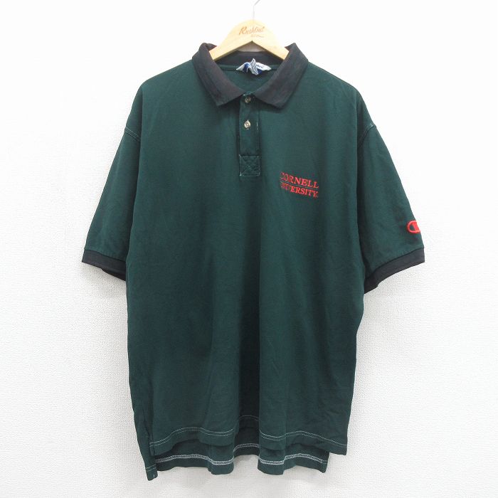 チャンピオン 00s 半袖ポロシャツ コーネルカレッジ グリーン メンズXL相当 | 古着