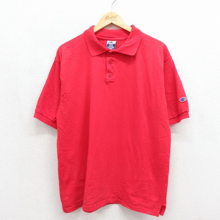 チャンピオン 90s 半袖ポロシャツ ワンポイントロゴ レッド メンズXL相当 | 古着