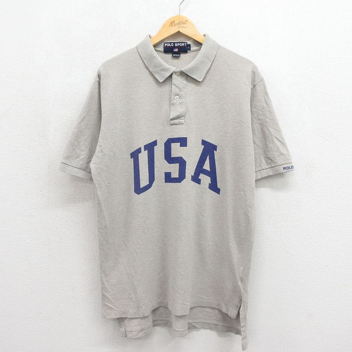 ラルフローレン 90s 半袖ポロシャツ USAロゴ グレー メンズXL相当 | 古着