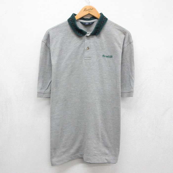 XL★古着 ランズエンド 半袖 ブランド ポロ シャツ メンズ 90年代 90s Rowbit 鹿の子 コットン グレー 霜降り 26jun18