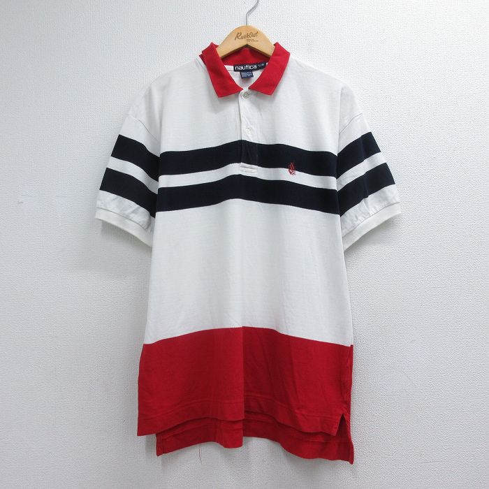 ノーティカ 90s 半袖ポロシャツ ワンポイントロゴ ホワイト メンズXL相当 | 古着