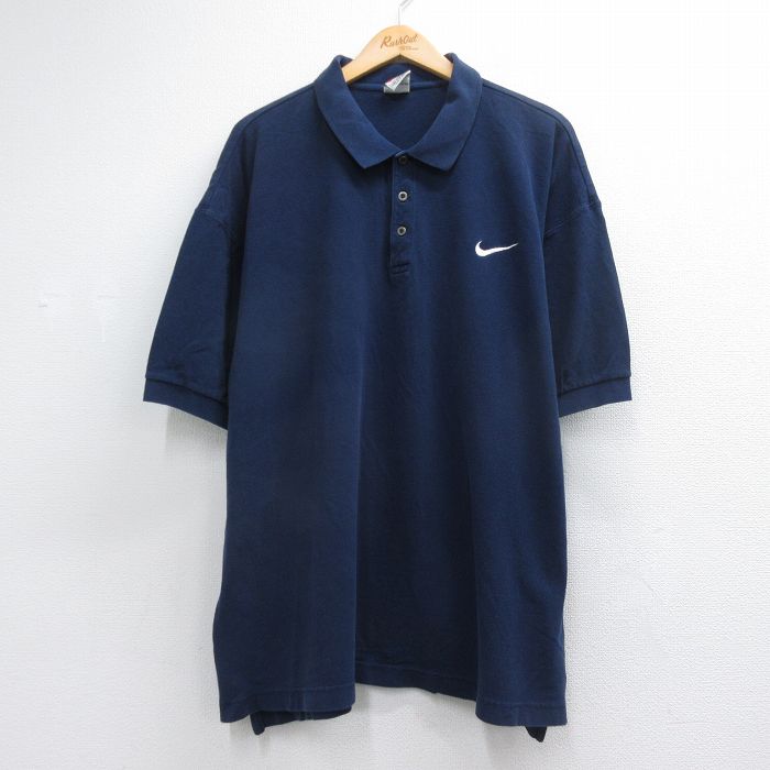 ナイキ 90s 半袖ポロシャツ ワンポイントロゴ ネイビー メンズXL相当 | 古着