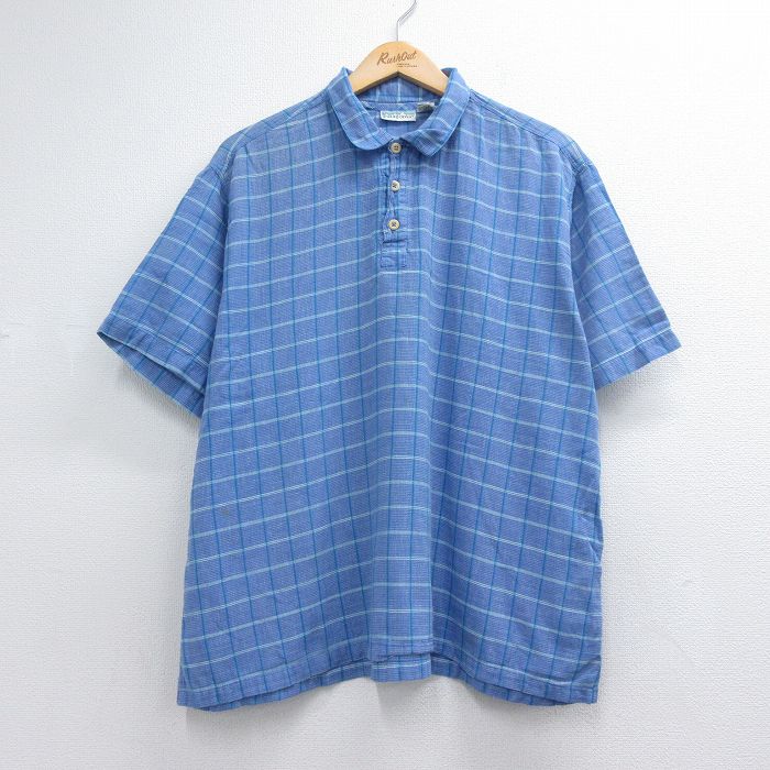 パタゴニア 90s 半袖シャツ ライトブルーチェック メンズXL相当 | 古着