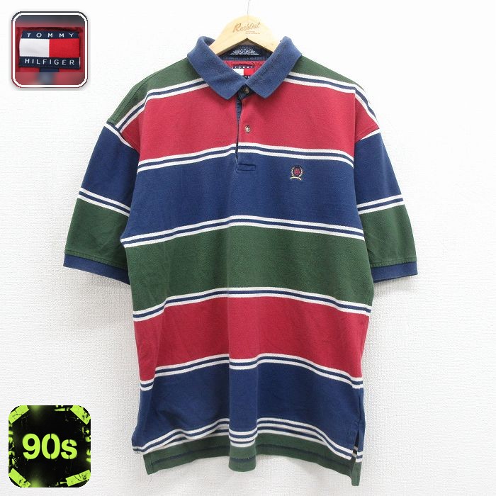 トミーヒルフィガー 90s 半袖ポロシャツ ワンポイントロゴ ネイビー メンズXL相当 | 古着