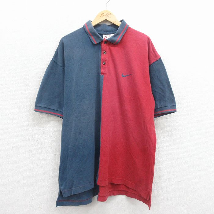 ナイキ 90s 半袖ポロシャツ ワンポイントロゴ レッド メンズXL相当 | 古着