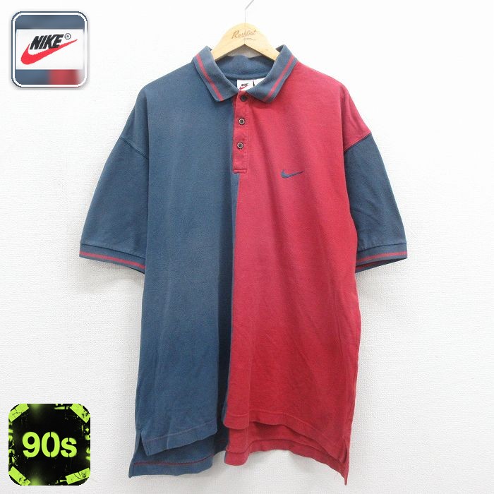 ナイキ 90s 半袖ポロシャツ ワンポイントロゴ レッド メンズXL相当 | 古着
