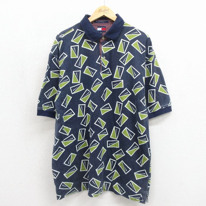 トミーヒルフィガー 90s 半袖ポロシャツ ネイビー メンズXL相当 | 古着