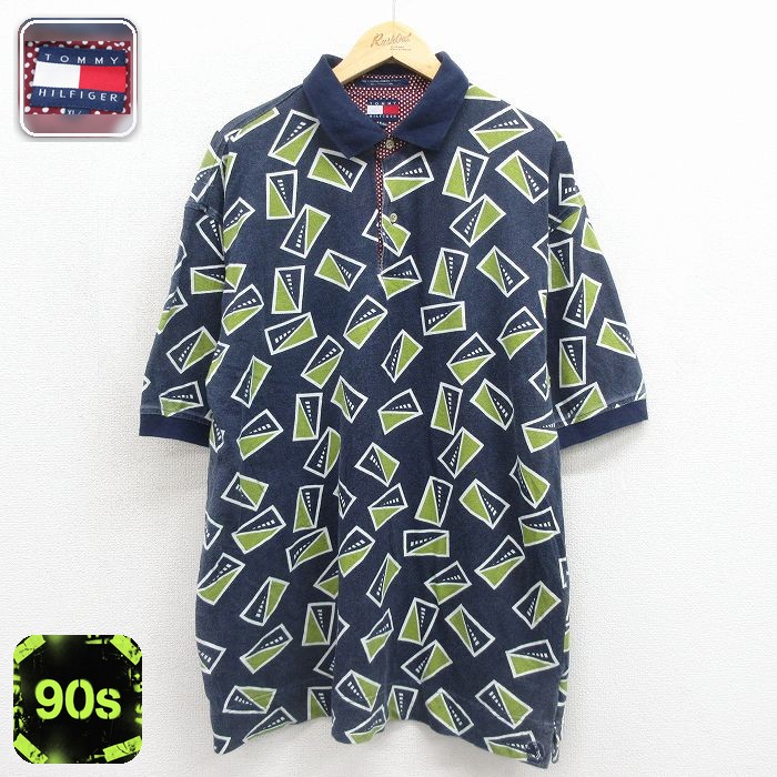 トミーヒルフィガー 90s 半袖ポロシャツ ネイビー メンズXL相当 | 古着