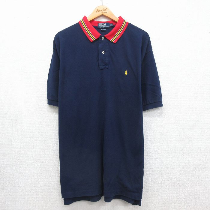 ラルフローレン 90s 半袖ポロシャツ ワンポイントロゴ ネイビー メンズXL相当 | 古着