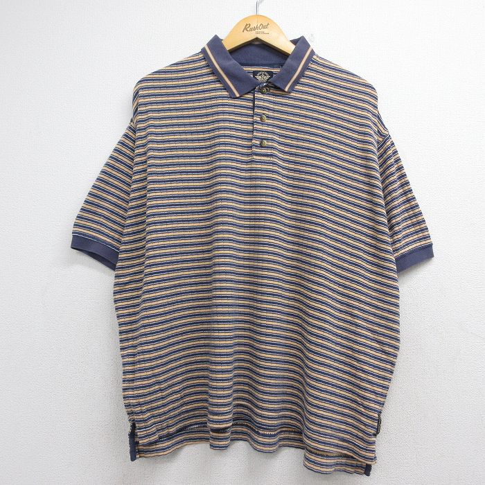 ドッカーズ 90s 半袖ポロシャツ ボーダー ネイビー メンズXL相当 | 古着