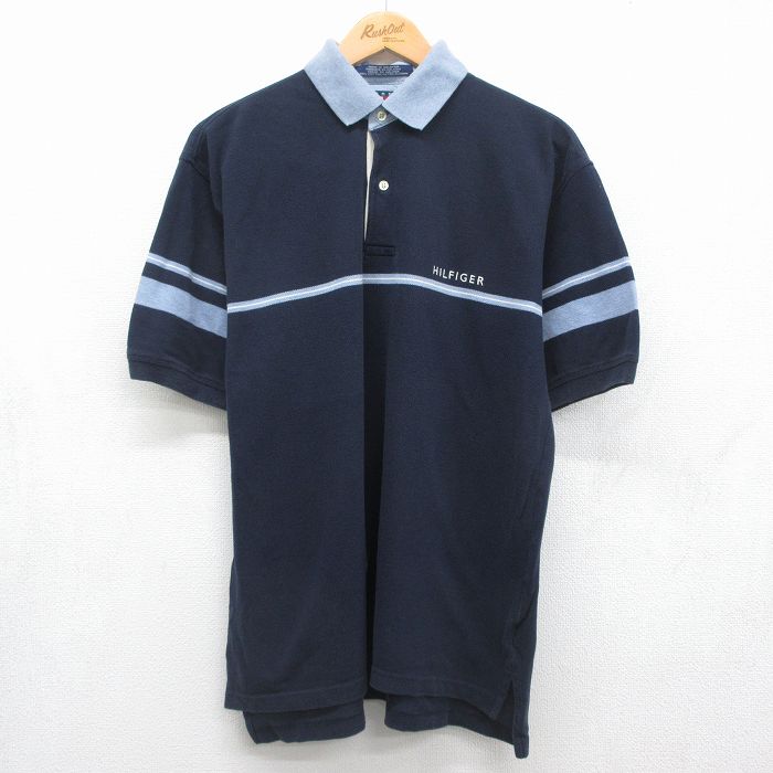 トミーヒルフィガー 90s 半袖ポロシャツ ワンポイントロゴ ネイビー メンズL相当 | 古着