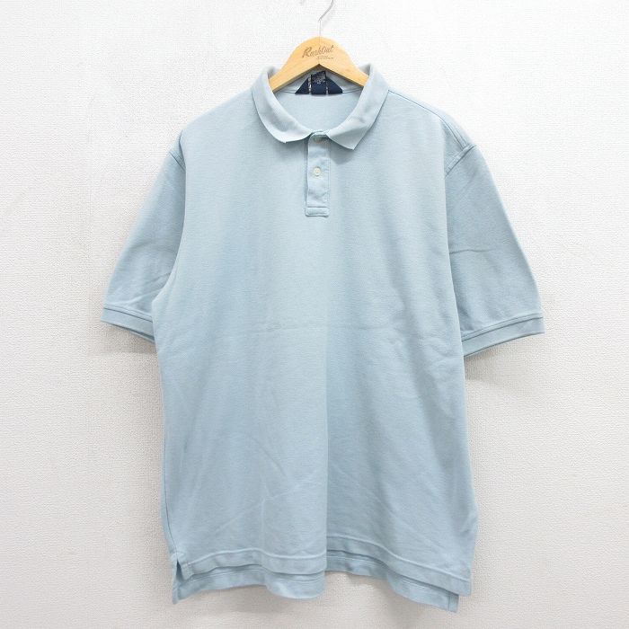 XL★古着 ランズエンド 半袖 ブランド ポロ シャツ メンズ 90年代 90s 大きいサイズ コットン USA製 ライトブルー【spe】 26jul28