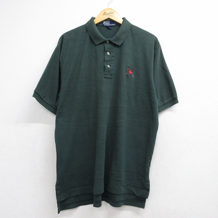ラルフローレン 90s 半袖ポロシャツ ワンポイントロゴ グリーン メンズXL相当 | 古着