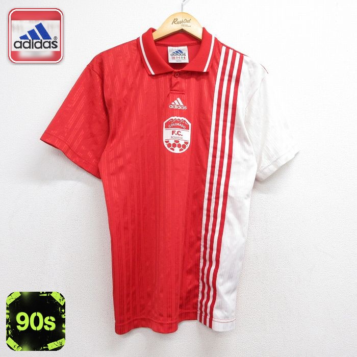 アディダス 90s 半袖ポロシャツ コロラドFCボルダー レッド メンズM相当 | 古着