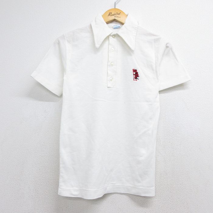 XS★古着 チャンピオン champion 半袖 ブランド ポロ シャツ メンズ 70年代 70s SJS USA製 ホワイト【spe】 26aug10