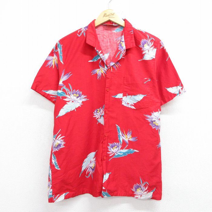 ハワイアン 80s 半袖シャツ 花 レッド L | 古着