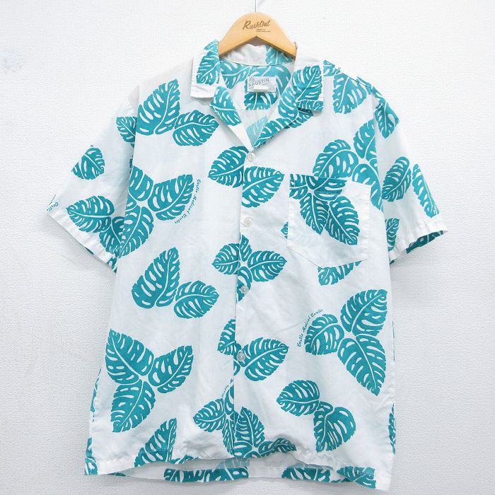 90s 半袖シャツ 葉 ホワイト XL | 古着