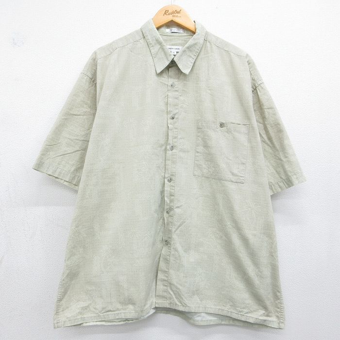 ピエールカルダン 90s 半袖シャツ ヤシの木 カーキ XL | 古着