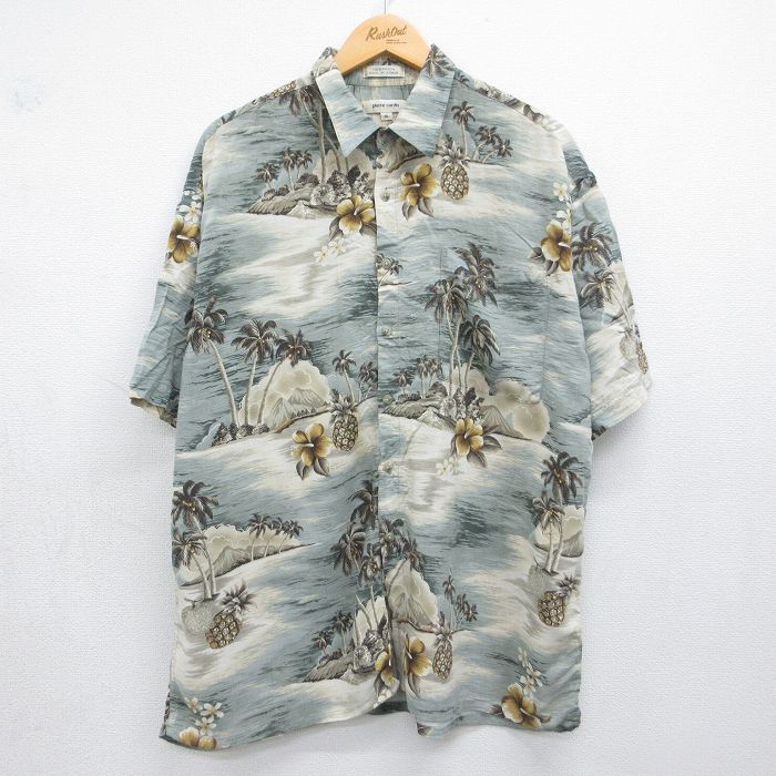 ピエールカルダン 90s 半袖シャツ ハワイアン グレー XL | 古着